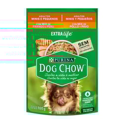 Ração Úmida Nestle Purina Dog Chow Frango Peru Para Cães Adultos De Raças Minis E Pequenas - 1 Sachê 100G