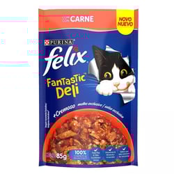 Ração Úmida Nestle Purina Felix Fantastic Deli Carne Para Gatos - 1 Sachê 85G