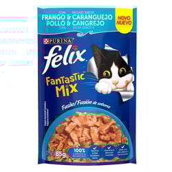 Ração Úmida Nestle Purina Felix Fantastic Para Gatos - Mix Frango E Caranguejo - 1 Sachê 85G