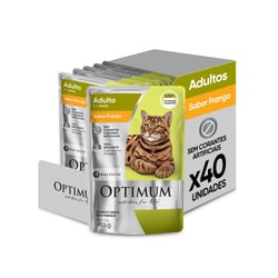 Ração Úmida Optimum Frango Para Gatos Adultos - 40 Sachês