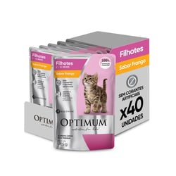 Ração Úmida Optimum Frango Para Gatos Filhotes - Kit 40 Sachês