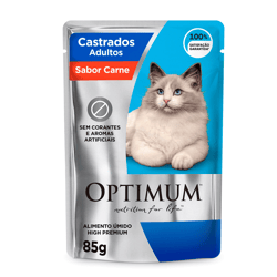 Ração Úmida Optimum Para Gatos Adultos Castrados Carne - 1 Sachê 85G