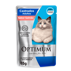 Ração Úmida Optimum Para Gatos Adultos Castrados Com Salmão - Sachê 85G
