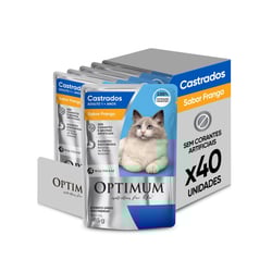 Ração Úmida Optimum Para Gatos Adultos Castrados Frango - 40 Sachês