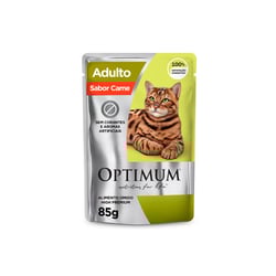 Ração Úmida Optimum Sabor Carne Para Gatos Adultos - 85G
