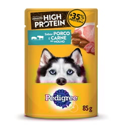 Ração Úmida Pedigree High Protein Cães Adultos Porco E Carne Ao Molho 85G - 1 Unidade