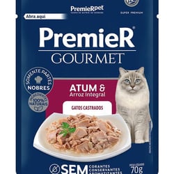 Ração Úmida Premier Gourmet Gatos Castrados Atum E Arroz Integral - 70G - 1 Unidade