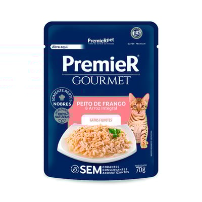 Ração Úmida Premier Gourmet Gatos Filhotes Frango E Arroz 70G - 1 Sachê - 1 Unidade