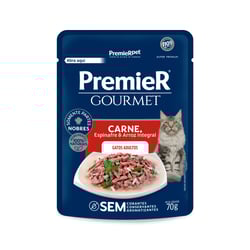Ração Úmida Premier Gourmet Para Gatos Adultos Sabor Carne, Espinafre E Arroz Integral - 70G - 1 Unidade
