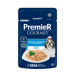 Ração Úmida Premier Gourmet Peito De Frango E Arroz Integral Para Cachorros Adultos - 85G
