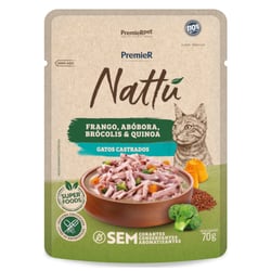 Ração Úmida Premier Nattu Frango E Abóbora Para Gatos Adultos Castrados - 85G