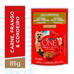 Ração Úmida Purina One Sabor Carne, Frango E Cordeiro Para Cães Adultos E Filhotes - 85G