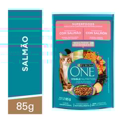 Ração Úmida Purina One Salmão Para Gatos Adultos E Filhotes - 85G