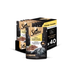 Ração Úmida Sheba Frango Assado Para Gatos Adultos - 40 Sachês