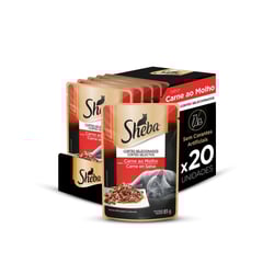 Ração Úmida Sheba Para Gatos Adultos Sabor Carne Ao Molho - 20 Sachês