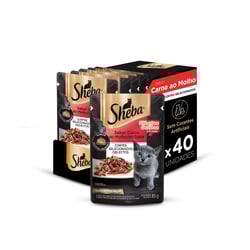 Ração Úmida Sheba Sabor Carne Ao Molho Para Gatos Filhotes - 40 Unidades