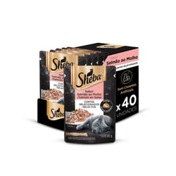 Ração Úmida Sheba Salmão Ao Molho Para Gatos Adultos - 40 Sachês