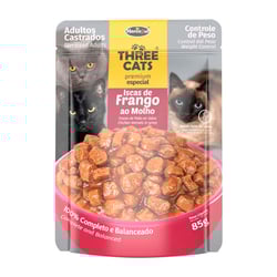 Ração Úmida Three Cats Original Castrados Frango - Sachê 85G