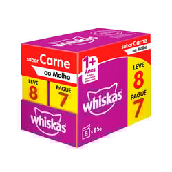Ração Úmida Whiskas Carne Ao Molho Para Gatos Adultos - 85G Sachê L8P7