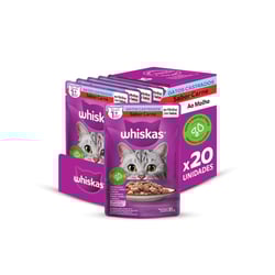 Ração Úmida Whiskas Carne Ao Molho Para Gatos Adultos Castrados - Kit 20 Unidades