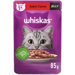 Ração Úmida Whiskas Carne Jelly Para Gatos Adultos - 85G