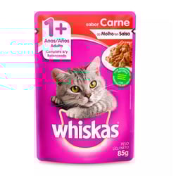 Ração Úmida Whiskas Para Gatos Adultos Sabor Carne Ao Molho - 85G - 1 Unidade