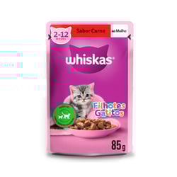 Ração Úmida Whiskas Para Gatos Filhotes Sabor Carne Ao Molho - 85G Sachê