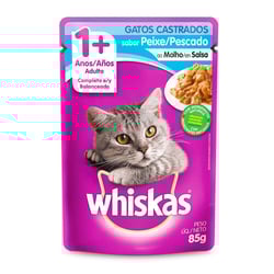 Ração Úmida Whiskas Peixe Gatos Adultos Castrados - 85G