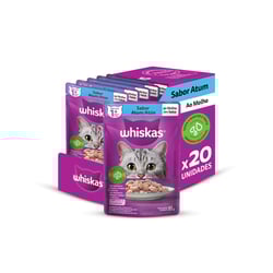 Ração Úmida Whiskas Sachê Atum Ao Molho Para Gatos Adultos - Kit 20 Unidades