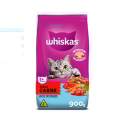 Ração Whiskas Carne 900G Para Gatos Adultos Castrados - 900 Gramas