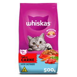 Ração Whiskas Gatos Adultos Castrados Sabor Carne - 500G - 500 Gramas