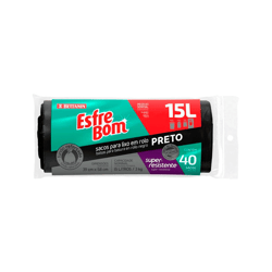 Saco Para Lixo Esfrebom Bettanin Preto 15L - 1 Rolo