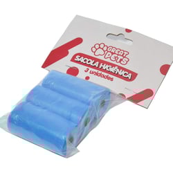 Sacola Higiênica Great Pets Para Cães - Kit Com 3 Rolos, 20 Unidades Cada, Azul