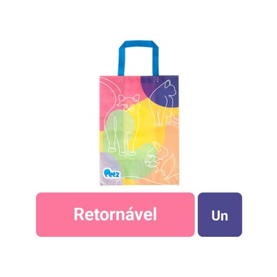 Sacola Retornável Gato Colorido Para Casa E Jardim