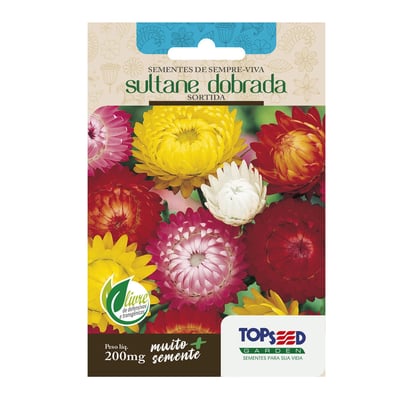 Sementes Sempre Viva Sultane Dobrada Sortida Topseed Garden - 1 Unidade