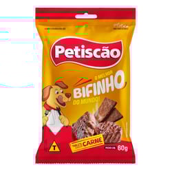 Snack Bifinho Sabor Carne Petisquinho Para Cães - 60 Gramas