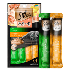 Snack Cremoso Sheba Frango E Peixe - 12G/4 Unidades Para Gatos