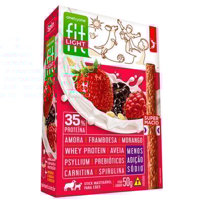Stick Para Caes Fit Spin Pet Sabor Amora, Framboesa E Morango 50G