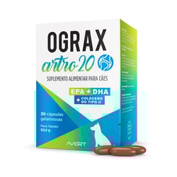 Suplemento Alimentar Ograx Artro Colágeno Avert Para Cães De 20Kg - 30 Cápsulas