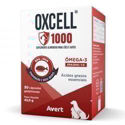 Suplemento Alimentar Oxcell 1000Mg Para Cães E Gatos - 30 Cápsulas - 1000 Miligramas