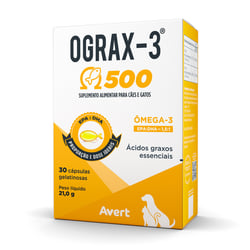 Suplemento Ograx-3 500Mg Para Cães E Gatos - 30 Cápsulas