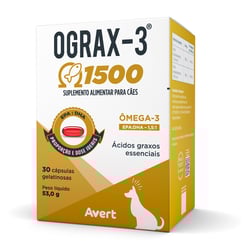 Suplemento Ograx-3 Avert 1500Mg Para Cães - 30 Cápsulas