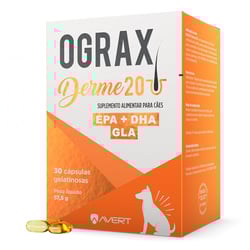 Suplemento Ograx Derme 20 Avert Para Cães Até 20Kg - 30 Cápsulas