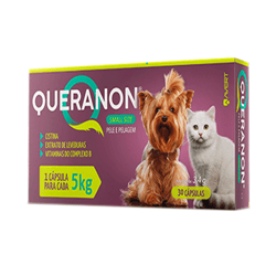 Suplemento Para Pele E Pelagem Queranon Small Size Para Cães E Gatos Até 5Kg - 30 Cápsulas