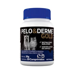 Suplemento Pelo & Derme Gold Vetnil Para Cães E Gatos - 30 Comprimidos