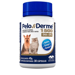 Suplemento Pelo E Derme Vetnil 1500Mg Para Cães E Gatos - 30 Cápsulas