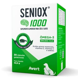 Suplemento Seniox 1000Mg Avert Para Cães E Gatos - 30 Cápsulas