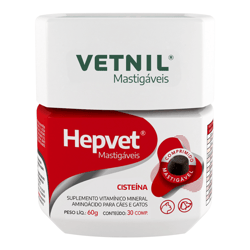 Suplemento Vitamínico Vetnil Hepvet - 30 Mastigáveis Para Cães E Gatos