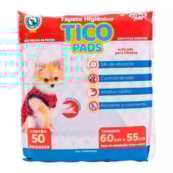 Tapete Higiênico Cães Expet Tico Pads 60X55Cm - 50 Unidades
