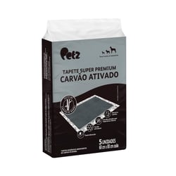 Tapete Higiênico Petz Carvão Ativado Para Cães - 1 Unidade - 5 Unidades